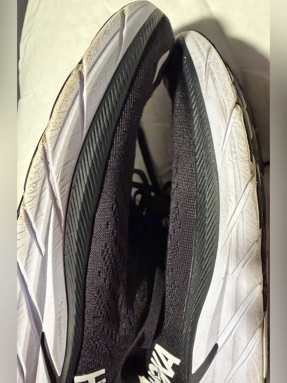 Hoka one clifton 8 women Black and White Athletic Running Shoes size 6.5B